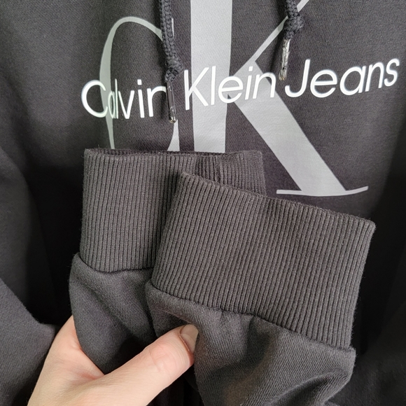 Calvin Klein CK Spell Out Block Letter Logo Black Sweatshirt Crewneck Men's L - Picture 3 of 13